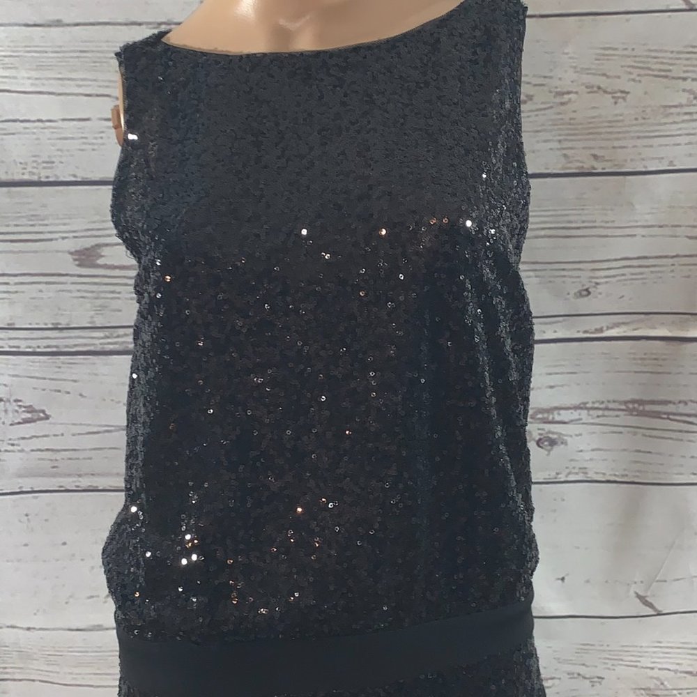 LIKE NEW RALPH LAUREN Blouson Sequin Black Gown - Picture 6 of 7